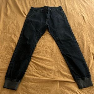 Mens Dark blue ZANEROBE ELASTIC legged denim jeans size 32